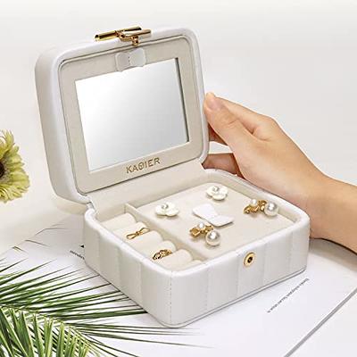  KAMIER Pu Leather Jewelry Box, Travel Diamond Quilted Jewelry  Case Storage for Ring Earrings Necklace