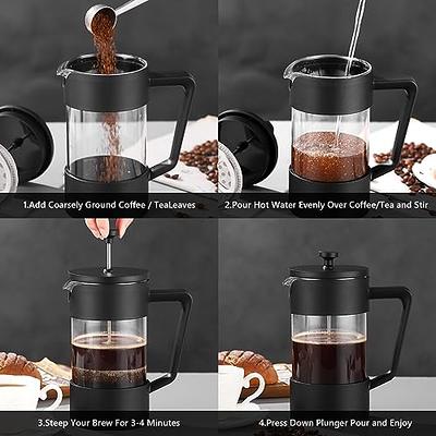 French Press Coffee Maker,, Heat Resistant Thickened Glass, 4