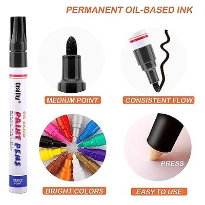 Paint Marker Pens - 5 Colors Permanent Oil Based Paint Markers, Medium Tip,  Quick Dry and Waterproof Assorted Color Marker for Metal, Wood, Fabric,  Plastic, Rock Painting, Stone, Mugs, Canvas, Glass