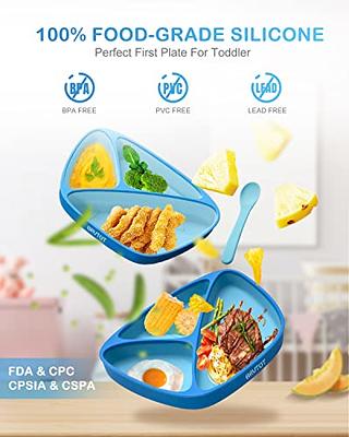 BRVTOT Newest Toddler Suction Plates for Baby, Food Grade Platinum Silicone  Baby Plates BPA Free, Divided Suction Toddler Plate Dishes and Spoon Set  for Self Feeding, Deeper Design, Dishwasher Safe - Yahoo