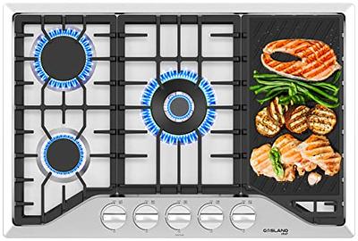 30-Inch Electric Cooktop with Reversible Grill and Griddle Black