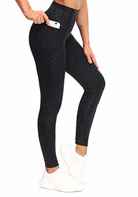 Women's High Waist Workout Yoga Leggings with Pockets Athletic Tummy  Control Running Pants,Black,M 