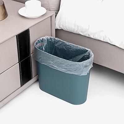 rejomiik Small Trash Can, 3.5 Gallon Slim Garbage Can Plastic Waste Basket  with Handles Container Bin for Narrow Spaces Bathroom, Bedroom, Kitchen