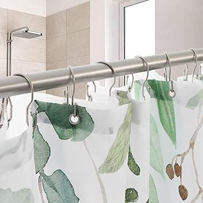 Utopia Alley HK19BN Rust Resistant Double Shower Curtain Hooks Ring for Bathroom, Brushed Nickel - Set of 12