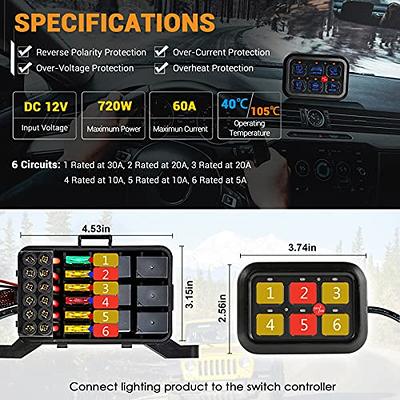 6 Gang 12v Led Switch Panel kit Automatic Dimmable Universal light bar  controller – AUX POWER