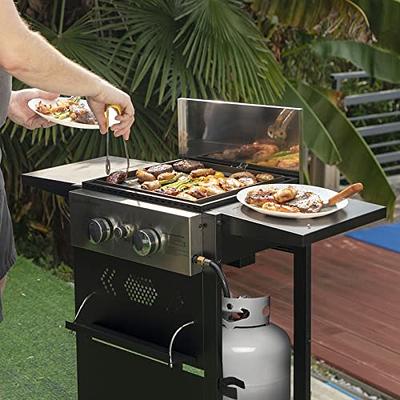 3-Burner Gas Grill and Griddle Combo Small Flat Top Grill Outdoor Propane  BBQ