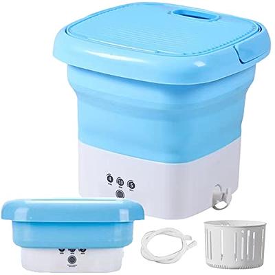 Mini Portable Washing Machine - Small Foldable Bucket Washer for Clothes-  For Camping, RV, Travel, Small Spaces. (Blue) 