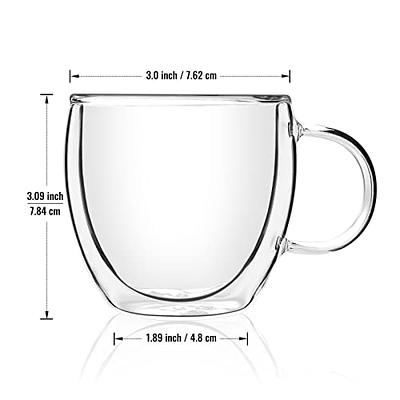 Stylusella Double Wall Glass Espresso Cups 5oz/150ml, A set of 2, Thermo  Insulated Borosilicate Glass Cups with Handle - Yahoo Shopping
