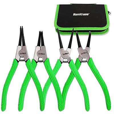 4 PCS Heavy Duty 7 Circlip Plier Snap Ring Plier External Internal Kit w/  Pouch