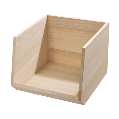 iDesign Recycled Plastic Medium Storage Bin with Handles and Paulownia Wood Lid