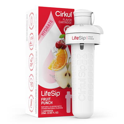 Cirkul 12 oz Plastic Water Bottle Starter Kit with Blue Lid and 2 Flavor  Cartridges (Fruit Punch & Mixed Berry)