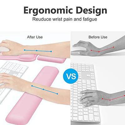 hueilm Ergonomic Mouse Pad Wrist Support,Pain Relief Mouse Pads with Wrist  Rest,Entire Memory Foam Mouse Pad with Non-Slip PU Base,Comfortable