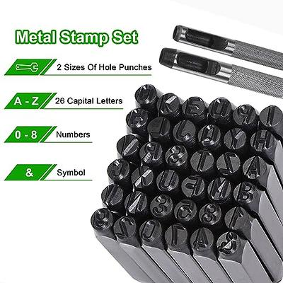 Leather Letter and Number Stamps Punch Set - 36pcs 6mm Leathercraft Metal Capital Alphabet Stamping Punching Tools with Handle for DIY Leather Craft