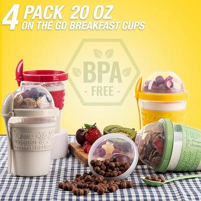 3 Pack 20 Oz Overnight Oats Containers with Lids and Spoons Plastic Yogurt  Cups