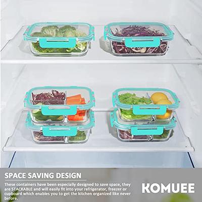 KOMUEE 9 Packs Glass Meal Prep Containers 1&2&3 Compartments,Glass