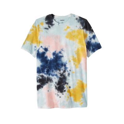 Kingsize Men's Big & Tall Lightweight Longer-Length Tie-Dye Crewneck 