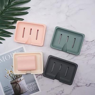 2 Pcs White Silicone Self Draining Rectangular Soap Dishes - Waterfall Soap  Trays - Soap Dishes for Bar Soap - Soap Boxes - Soap Case - Soap Container