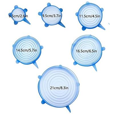 Silicone Bowl Lids Blue Set of 5 Reusable Suction Seal Covers for Bowls,  Pots, Cups. Food Safe. Natural grip, interlocking handles for easy use and