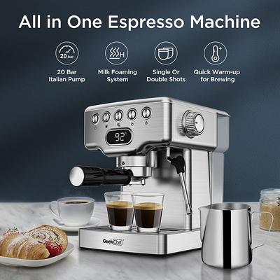  CAVDLE Espresso Machine 20 Bar, Professional Maker with Milk  Frother Steam Wand, Compact Coffee 35oz Removable Water Tank for  Cappuccino, Latte, Stainless Steel, Yellow: Home & Kitchen