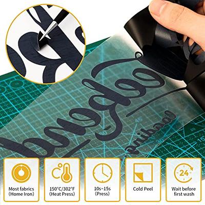 VinylRus Heat Transfer Vinyl-12” x 20ft Black Iron on Vinyl Roll for  Shirts, HTV Vinyl for Silhouette Cameo, Cricut, Easy to Cut & Weed