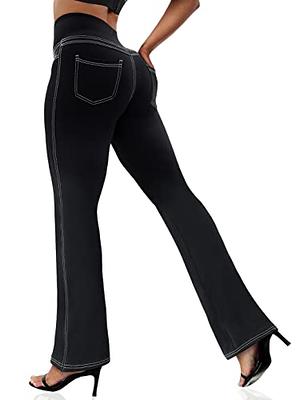 VOOVEEYA Women's Bootcut Leggings - Bootleg Yoga Pants Flare with 4 Pockets,Tummy  Control High Waisted Casual Dress Pants（Bootcut-Black-M） - Yahoo Shopping
