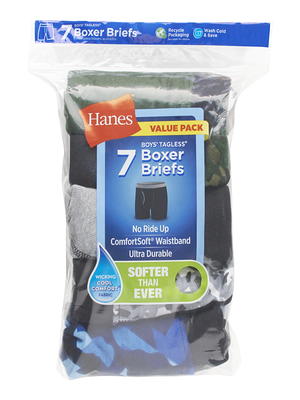 Hanes Boys Ultimate Woven Boxer Brief With ComfortSoft Waistband 4-Pack, XL  