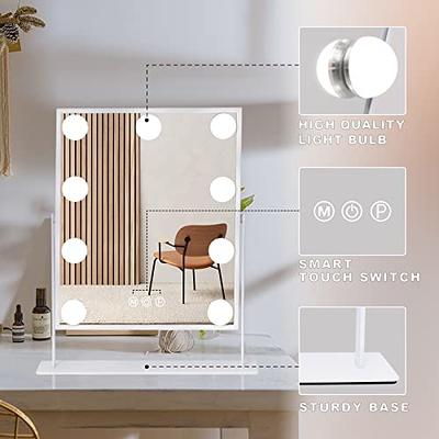 Lighted Makeup Mirror Hollywood Mirror Vanity Mirror with Lights, Touch  Control Design 3 Colors Dimable LED Bulbs, Detachable 10X Magnification