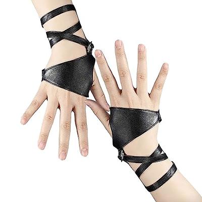 Fingerless Driving Gloves, PU Faux Leather Half Finger Glove for Men Women Teens, L