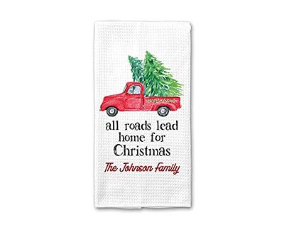 At Christmas All Roads Lead Home Waffle Weave Microfiber Kitchen Towel