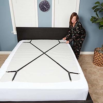 Bed Sheet Holder Straps Criss-Cross - Sheets Stays Suspenders Keeping Fitted or Flat Bedsheet in Place - for Twin Queen King Mattress Holders Elastic