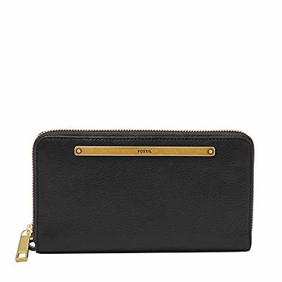 XOXO Women's Small Black Graffeti Print Saffiano Leather Zip Wallet  withChain & Wristlet 