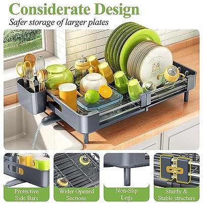 SuperOrganize Dish Drying Rack, Dish Rack with Drainboard, Kitchen