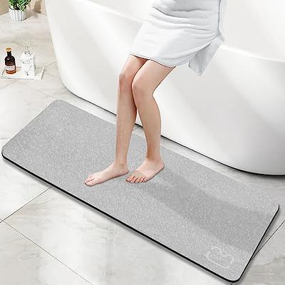 Opoleir Diatomaceous Earth Bath Mat Super Absorbent Large Diatomite Stone  Bath Mat Non Slip Fast Drying Shower Mat Thin Bathroom Rugs Floor Mat