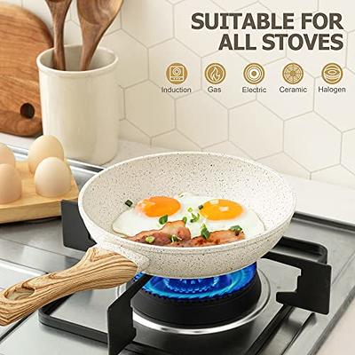 HLAFRG Nonstick Pan 12 inch Frying Pan with Lid, Skillet Nonstick with Lid, Black Marble Aluminium Cookware, Non Toxic APEO & PFOA Free,with