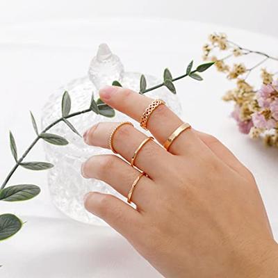 Honsny 14K Gold Plated Stacking Rings Set for Women CZ Heart