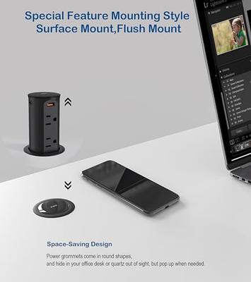 Automatic Pop up Outlet for Countertop with 15W Wireless Charger, 4 Hole  Hidden Recessed Pop Up Socket,PD 20W USB C,2 TR AC Plug,2 USB A Desk