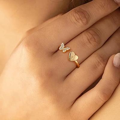 GLISHIVER Gold Rings for Women Teen Girls, 14K Gold Plated Butterfly Rings  Initial Rings for Women Teen Girls Letter Rings Gold Rings for Girls  Alphabet Rings for Girls Teen Girls(M) - Yahoo