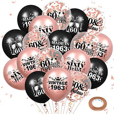 Black Gold Rose Graduation Adult Birthday Party Backdrop Balloons Set