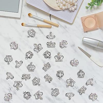 XEAOHESY 30pcs 3D Gold Silver Crown Nail Charms Nail Crown Charms for Nails  Crown Diamonds for