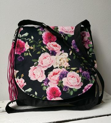 Pink Flower Printed Crossbody Tote