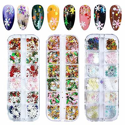 Christmas Nail Art Sequins, EBANKU 3 Boxes Holographic Laser