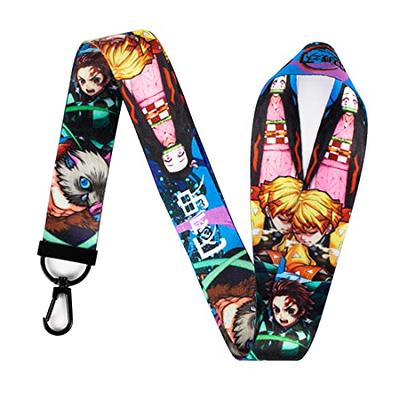  TJIUSI Anime Lanyard Pink Lanyard for Keys with ID Badge Holder  Neck Lanyard and cat Brooch Pins Anime Card Holder and 4PCS Anime icon  Button Pins for Women Men Teens Gifts 