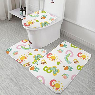 3-Piece Non Slip Memory Foam Bathroom Rug Set Bath Mat Contour Toilet Lid  Cover