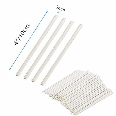 Webake 400pcs White 4 Inch Paper Rock Candy Lollipop Stick