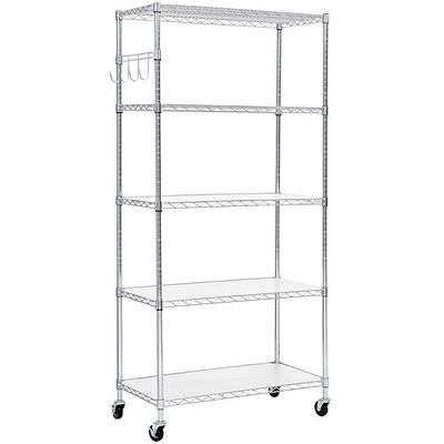 Alera 5-Shelf Wire Shelving Kit With Casters And Shelf Liners, 36W