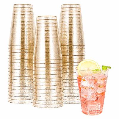 20 Pack Gold Glitter Plastic Cups 9 oz Clear Plastic Cups Tumblers