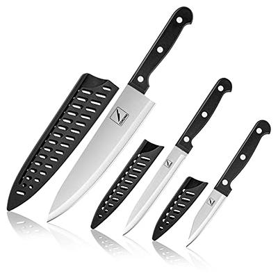 DURA LIVING Kitchen Knife Set, 3 Piece Starter Knife Set, Superior Forged  High Carbon Stainless Steel Ultra Sharp 8 Inch Chef, 5 Inch Utility, 3.5