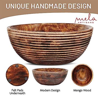 Handmade Carved Mango Wood Bowl With Lid Serving Bowls Salad Bowl