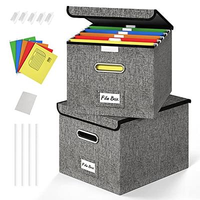 ENGPOW File Box with Wheels, Fireproof Document Box with Lock,Collapsible  Rolling File Storage Organizer Box Filing Cabinet with Pockets,Portable  Home