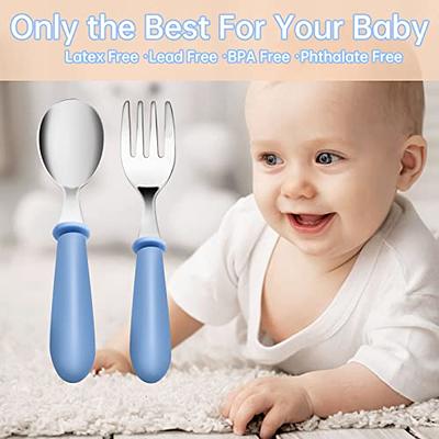 6 Pieces Toddler Spoons Baby Spoons for Self-Feeding, Stainless Steel Kids  Spoons with Round Handle Metal Toddler Utensils Children's Silverware Set